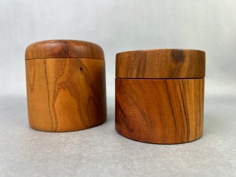 Two Hand Turned Wood Canisters