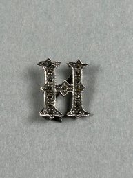 Sterling Silver And Marcasite Letter Pin - H