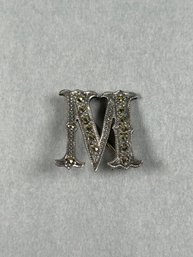 Sterling Silver And Marcasite Letter Pin - M