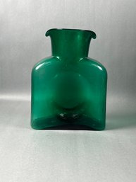 Blenko Green Art Glass Refrigerator Double Spout Water Pitcher