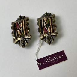 Thelma Paris Gold Tone Clipping Earrings