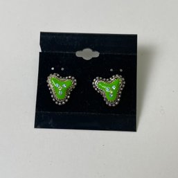 Thelma Paris Green Bejeweled Earrings