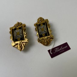 Thelma Paris Gold Tone Clipped Earrings