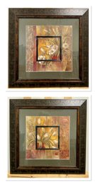 Set Of 2 Floral Prints - Framed And Matted With Decorative Frame