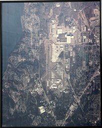 Vintage Satellite Map Airport Photograph Print Framed