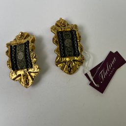 Thelma Paris Gold Toned Clip Earrings