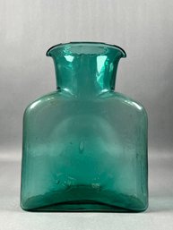 Blenko Blue Green Art Glass Refrigerator Double Spout Water Pitcher