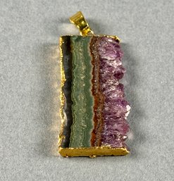 Gold Tone Pendant With Amethyst Geode Slice