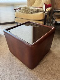 Vintage Faux Leather Rolling End Table *LOCAL PICKUP ONLY - NO SHIPPING*