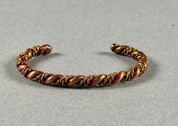 Copper And Gold Tone Cuff Bracelet