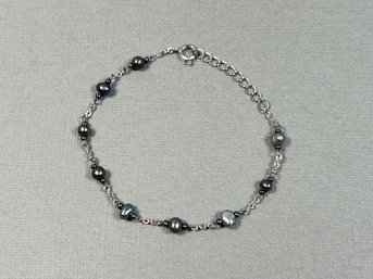 Dainty Dark Color Freshwater Pearl Adjustable Chain Bracelet