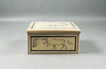 Alaskan Trinket Box With Animal Designs On All Sides