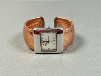 Vintage Geneva Watch With Silver Tone Face & Bronze Tone Cuff