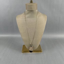 Sterling Chain With Non Sterling Encased Stone Pendant