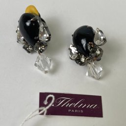 Thelma Paris Bejeweled Clip On Earrings