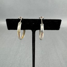 Silver Tone Pierced Hoop Earrings