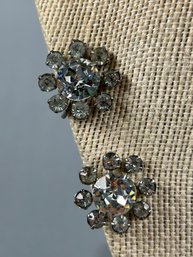 Vintage Weiss Rhinestone Screw Back Earrings