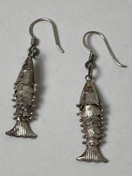 Vintage Sterling Silver Fish Earrings