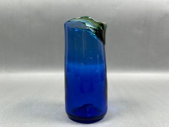 Vintage Blue Blown Glass Bud Vase