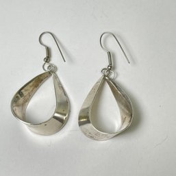 Sterling Silver Teardrop Shaped Hoop Earrings