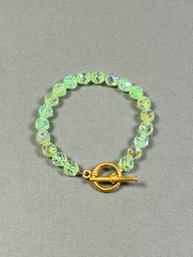 Green Glass Toggle Clasp Bracelet