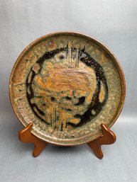 Vintage Studio Pottery Serving Plate - Brown And Black