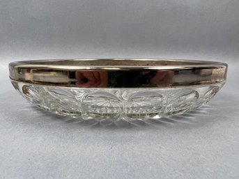 Chrome Trimmed Divided Glass Dish.