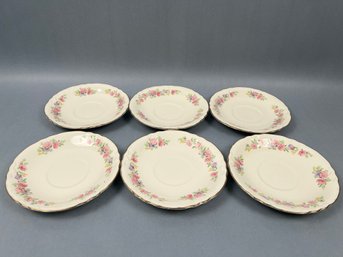 6 Homer Laughlin 5.75 Inch Floral Saucers.
