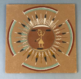 Vintage Navajo Sun And Eagle Sand Painting