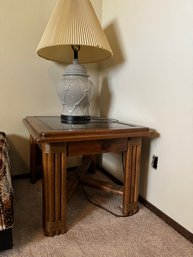 Vintage Island Style End Table With Glass Top *LOCAL PICKUP ONLY - NO SHIPPING*