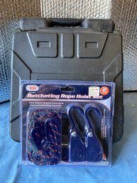2 Hard Back Cases And Ratcheting Rope Hoist Set *Local Pick-Up Only*