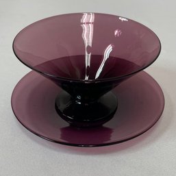 Vintage Venetian Glass Purple Cup & Saucer