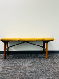 Wood Plywood Bench With Vintage Mustard Color Cushions