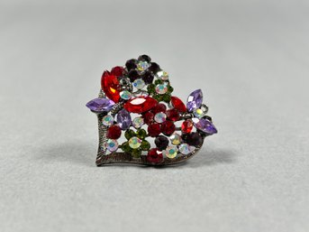 Rhinestone Heart Brooch