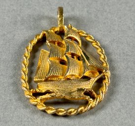 Costume Jewelry Pendant  Of Sailing Ship