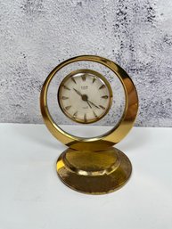 Vintage Elgin Floating Face Brass Bass Alarm Clock.