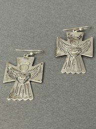 Vintage Sterling Silver Winged Angel Earrings