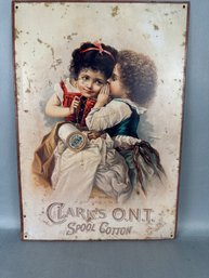 Vintage Advertising On Tin  For Clarks Spool Cotton Thread