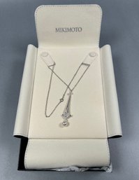 Mikimoto 750 White Gold, Pearl And Diamond Pendant And Chain