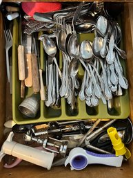 Drawer Full Of Flatware And Itensil