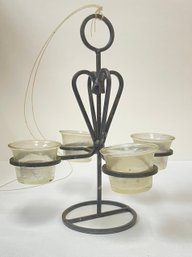 Wrought Iron Candelabra With Glass Candle Sconces-local Pickup