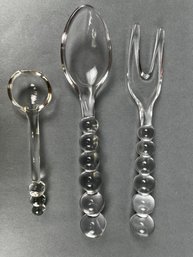 3 Vintage Imperial Glass Candlewick Serving Utensils.