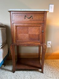 Antique Marble Top Wood Night Stand (#2)