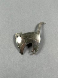 Hand Wrought Nickel Silver Cat Brooch