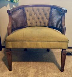 Vintage Green And Rattan Barrel Chair *LOCAL PICKUP ONLY - NO SHIPPING*