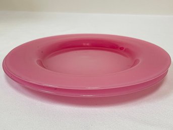 Vintage Set Of 2 Pink Glass Dish Saucers