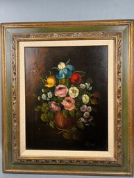 Framed Floral Oil Painting Signed GLG 66