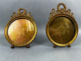 2 Antique Napoleon Era Round Brass Frames.