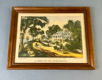 Vintage A Home On The Mississippi Print Framed