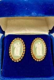 Wedgwood Jasperware Gold Filled Pierced Earrings - England